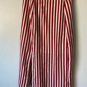 Midi Striped Skirt with Front Slit (XL)
